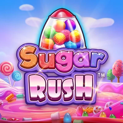 Sugar Rush cluster-pays candy pokie featured on the Rocket Casino homepage